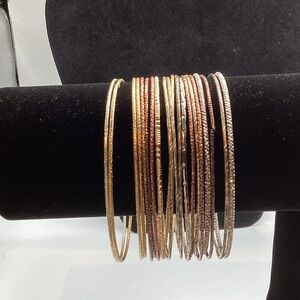 Mixed Metal Stackable Bangle Set - Gold & Rose Gold